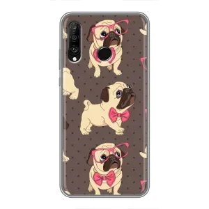 Чехол (ТПУ) Милые собачки для Huawei P30 Lite (Собачки Мопсики)