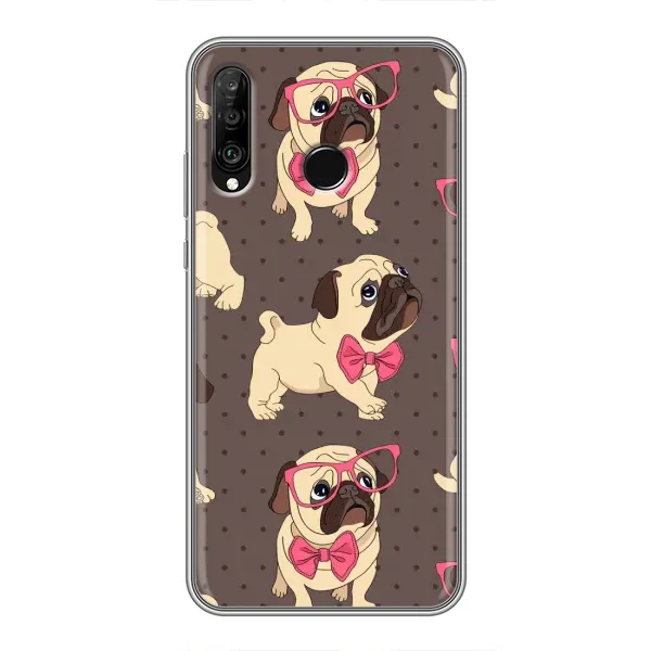 Чехол с рисунком «Собачки Мопсики» для Huawei P30 Lite / Nova 4e Чехол с рисунком «Собачки Мопсики» для Huawei P30 Lite / Nova 4e
