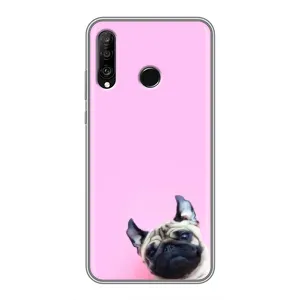 Бампер для Huawei P30 Lite с картинкой "Песики" (Собака на розовом)
