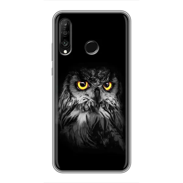 Чехол с рисунком «Сова на чёрном» для Huawei P30 Lite / Nova 4e