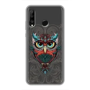 Чехлы с принтом СОВЫ для Huawei P30 Lite (Сова на сером)
