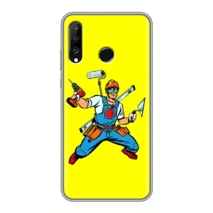 Силиконовый бампер (Работники) на Huawei P30 Lite (Строитель)