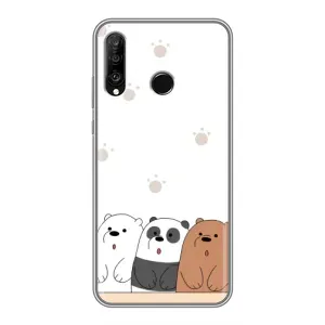 Чехлы с изображением разных животных для Huawei P30 Lite (Удивленные медвеженки)