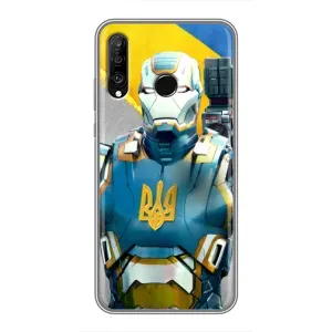 Силиконовый Чехол на Huawei P30 Lite (Я-Украина) (Украинский робокоп)
