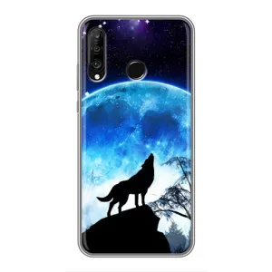 Чехол с Волком на Huawei P30 Lite (Воет на луну)