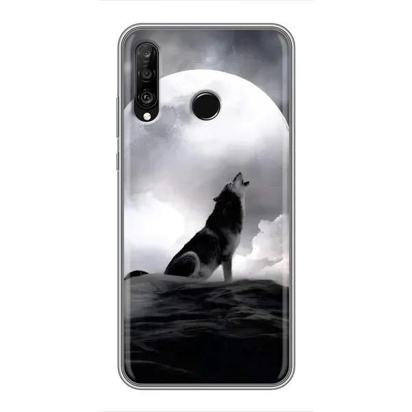 Чехол с рисунком «Волк и луна» для Huawei P30 Lite / Nova 4e Чехол с рисунком «Волк и луна» для Huawei P30 Lite / Nova 4e