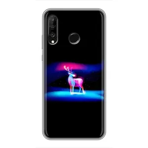Силиконовый бампер с картинкой животных для Huawei P30 Lite (Яркий олень)