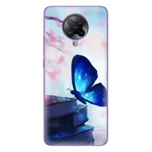 Силиконовый бампер с картинкой животных для Xiaomi POCO F2 Pro (Бабочка синяя)