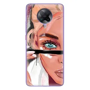 Силиконовый Чехол на Xiaomi POCO F2 Pro с картинкой Стильных Девушек (Девушка и ресницы)