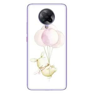 Силиконовый бампер с картинкой животных для Xiaomi POCO F2 Pro (Кролик и шарики)