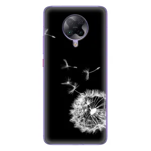 Силиконовый Чехол с одуванчиками на Xiaomi POCO F2 Pro (Одуванчик на чёрном)