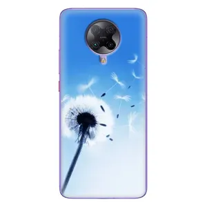 Силиконовый Чехол с одуванчиками на Xiaomi POCO F2 Pro (Одуванчик на голубом)
