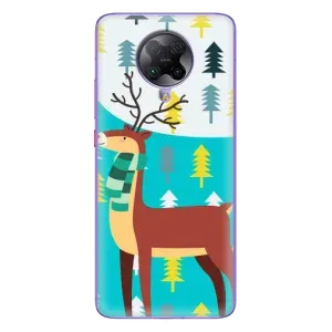Силиконовый бампер с картинкой животных для Xiaomi POCO F2 Pro (Олень с шарфом)
