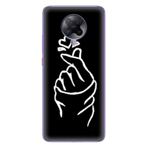 Чехлы (Знак сердечка) на Xiaomi POCO F2 Pro (Сердце на черном)