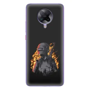 Силиконовый чехол с картинкой "Герой Pubg" на Xiaomi POCO F2 Pro (В огне)