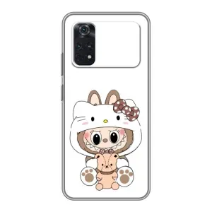 Чехол с принтом Лабубу для Xiaomi POCO M4 Pro 4G (Белый Лабубу)