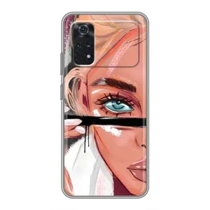 Силиконовый Чехол на Xiaomi POCO M4 Pro 4G с картинкой Стильных Девушек (Девушка и ресницы)