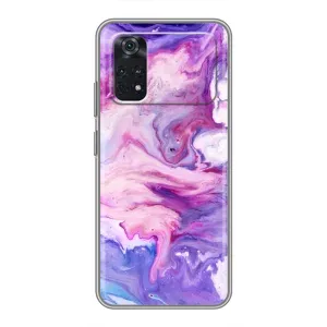 Чехлы с тематикой "Мрамор" на Поко М4 про (4G) (Фиолетовый мрамор)
