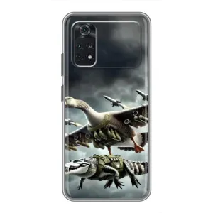 Чехол с мемами тралалело тралала для Xiaomi POCO M4 Pro 4G (Гусини и крокодило)