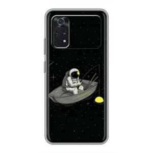 Силіконовый Чохол з принтом "Космонавти" на Xiaomi POCO M4 Pro 4G (Космонавт на рибалці)