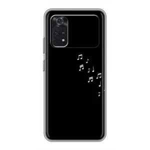 Чехол с картинками на черном фоне для Xiaomi POCO M4 Pro 4G (Ноты)