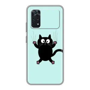 Силиконовый чехол с котиком для Xiaomi POCO M4 Pro 4G (Падающий кот)