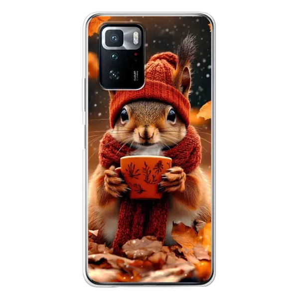 Чехол с рисунком «Белка с кофе» для Xiaomi POCO X3 GT Чехол с рисунком «Белка с кофе» для Xiaomi POCO X3 GT