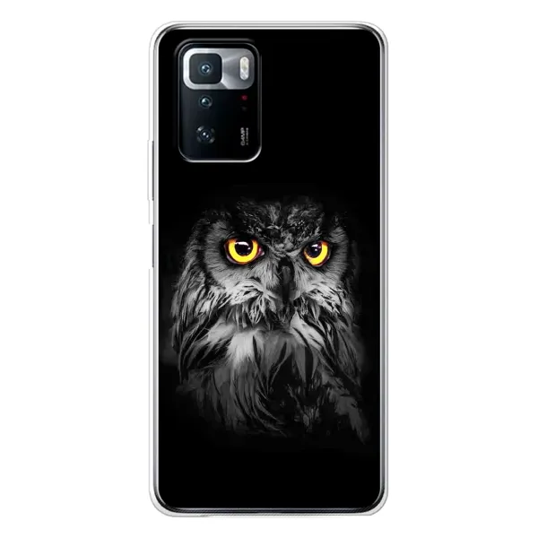 Чехол с рисунком «Сова на чёрном» для Xiaomi POCO X3 GT Чехол с рисунком «Сова на чёрном» для Xiaomi POCO X3 GT