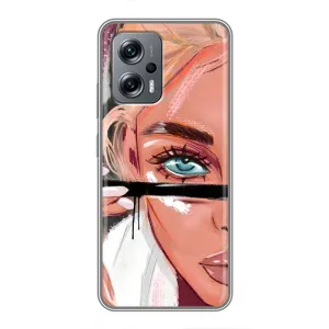 Силиконовый Чехол на Xiaomi POCO X4 GT с картинкой Стильных Девушек (Девушка и ресницы)