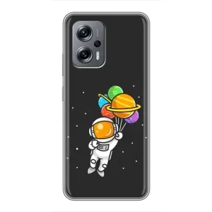Силиконовый Чехол с принтом "Космонавты" на Xiaomi POCO X4 GT (Космонавт с шариками)