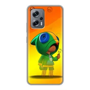 Чехол Бравл Старс для Xiaomi POCO X4 GT (LEON в кофте)