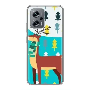 Силиконовый бампер с картинкой животных для Xiaomi POCO X4 GT (Олень с шарфом)
