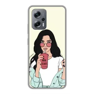 Силиконовый Чехол на Xiaomi POCO X4 GT с картинкой Стильных Девушек (С напитком)