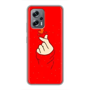 Чехлы (Знак сердечка) на Xiaomi POCO X4 GT (Сердце на красном)