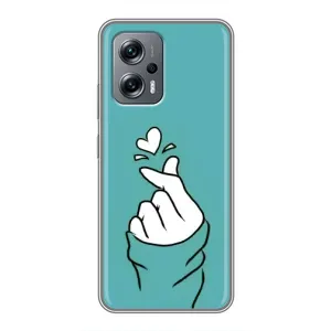 Чехлы (Знак сердечка) на Xiaomi POCO X4 GT (Сердечко на бирюзовом)