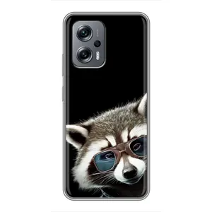 Силиконовый Чехол с Енотами на Xiaomi POCO X4 GT (Стильный Енот)