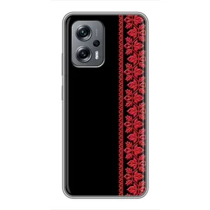 Силиконовый Чехол на Xiaomi POCO X4 GT с картинкой Вышиванки (Вышиванка на черном)