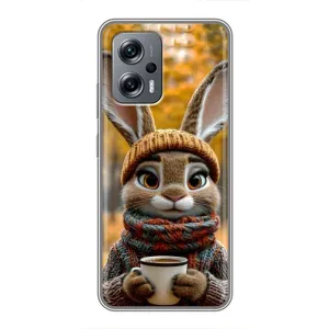 Печатный чехол «Зверята с кофе» для Xiaomi POCO X4 GT (Зайчик с кофе)