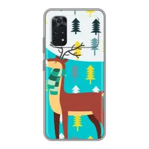 Силиконовый бампер с картинкой животных для Xiaomi POCO X4 Pro 5G (Олень с шарфом)