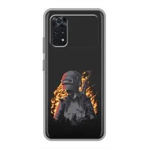 Силиконовый чехол с картинкой "Герой Pubg" на Xiaomi POCO X4 Pro 5G (В огне)