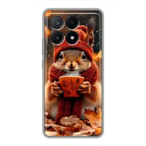 Друкований чохол 'Звірята з кавою' для Xiaomi POCO X6 Pro (5G) (Білка з кавою)