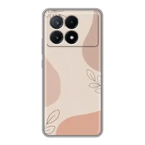 Чехол цветочный дизайн для Xiaomi POCO X6 Pro (5G) (Коричневый фон)
