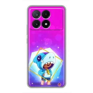 Чехол Бравл Старс для Xiaomi POCO X6 Pro (5G) (Леон в костюме Акулы)