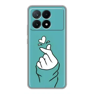 Чехлы (Знак сердечка) на Xiaomi POCO X6 Pro (5G) (Сердечко на бирюзовом)
