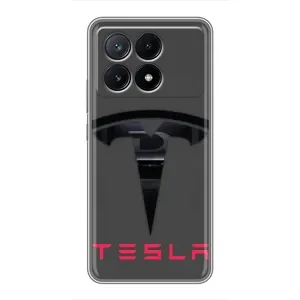 Силиконовый бампер с картинкой машины на Xiaomi POCO X6 Pro (5G) (Logo TESLA)