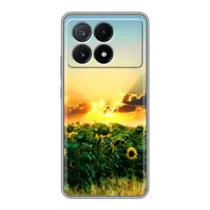 Чехлы с картинкой Подсолнухов для Поко Х6 Про (5G) (Закат Солнца)