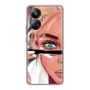 Силиконовый Чехол на Realme 10 Pro Plus с картинкой Стильных Девушек (Девушка и ресницы)