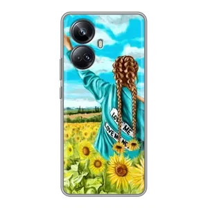 Чехол Стильные девушки на Realme 10 Pro Plus (Девушка на поле)
