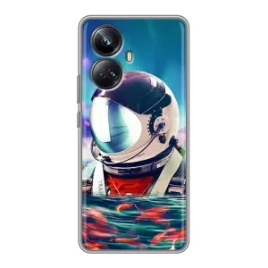 Силіконовый Чохол з принтом "Космонавти" на Realme 10 Pro Plus (Космонавт у воді)