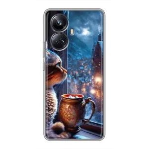 Чехлы на Новый Год Realme 10 Pro Plus (Кот новогодний)
